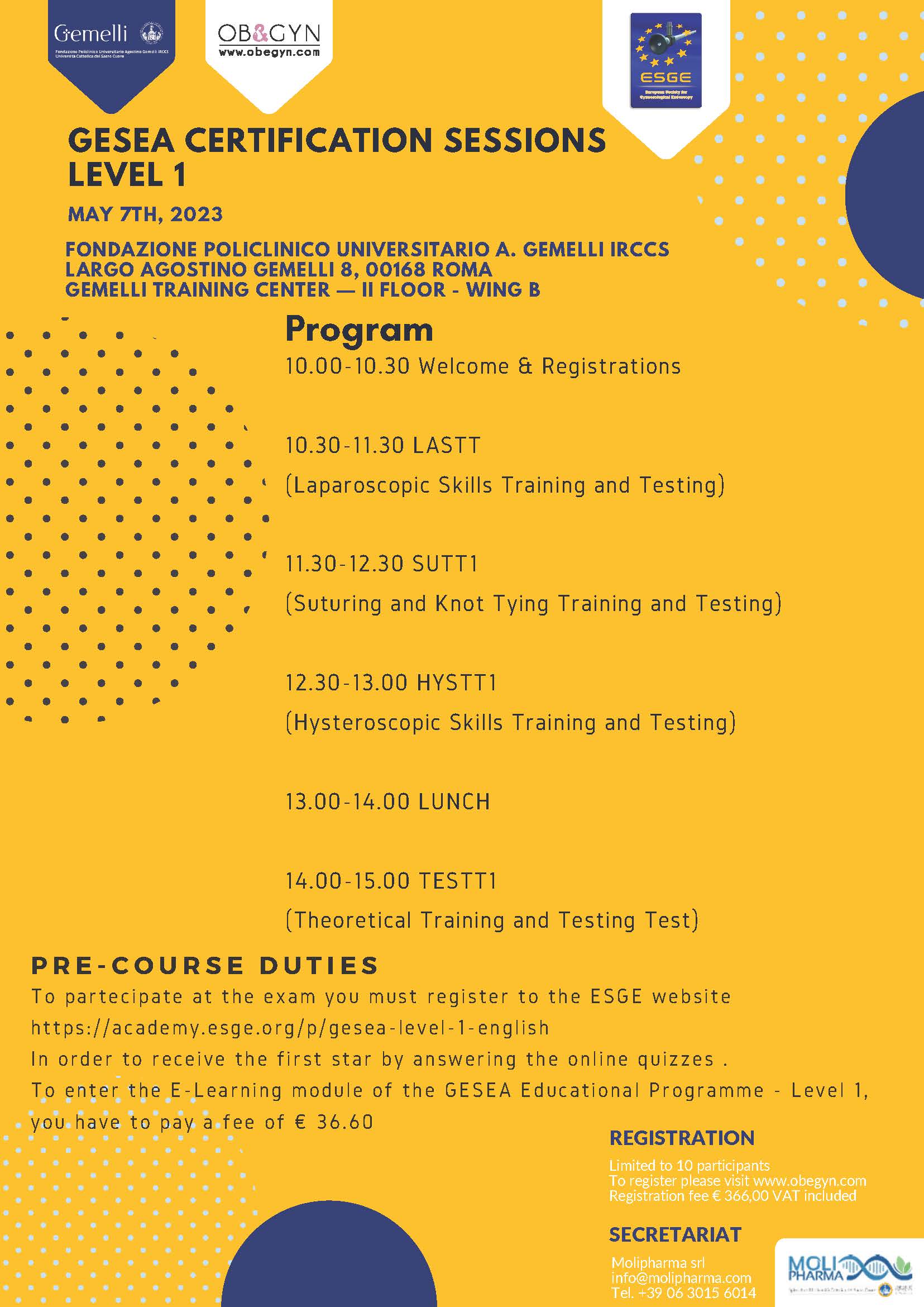 Programma GESEA CERTIFICATION SESSIONS — LEVEL 1 - MAY 7TH, 2023